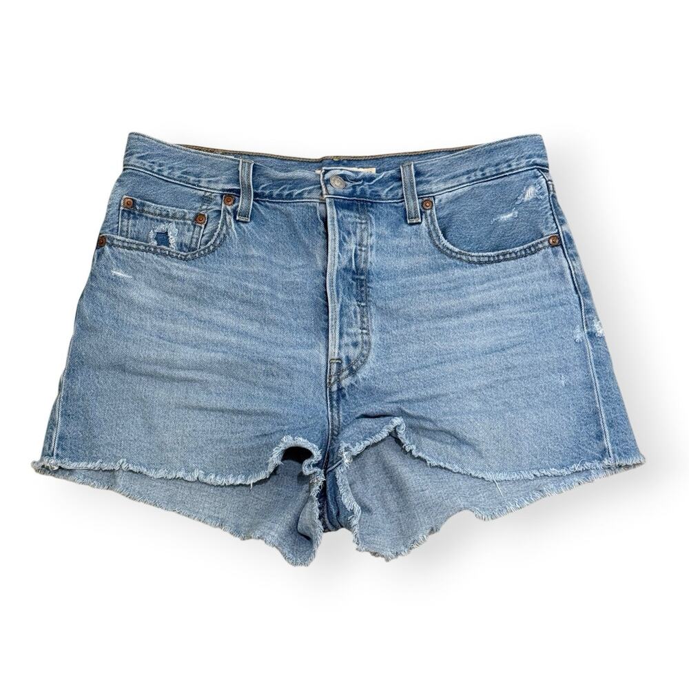 Levi's Light Blue Distressed Denim Jean Shorts